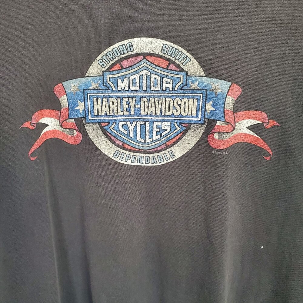 VTG 1995 Harley Davidson Sz L T-Shirt Atlanta Georgia 100% Cotton Faded Black - Picture 5 of 10
